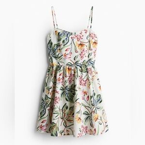 NWOT H&M Flared Skirt Cotton Mini Dress Floral Multicolor print XS spring summer